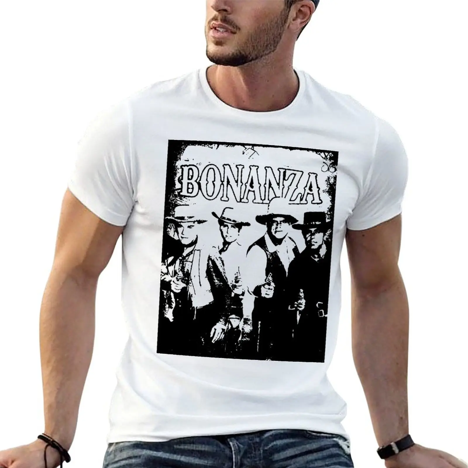 BONANZA TV SHOW T-Shirt Work Short Sleeve Cotton Top