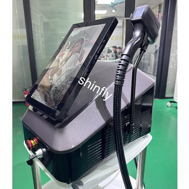 

Mesin Penghilang Bulu Laser Dioda 755 808 1064nm dengan Panjang Gelombang Ganda, значительно Pendingin, Караброй Bulu Laser БОЛЬШЕ