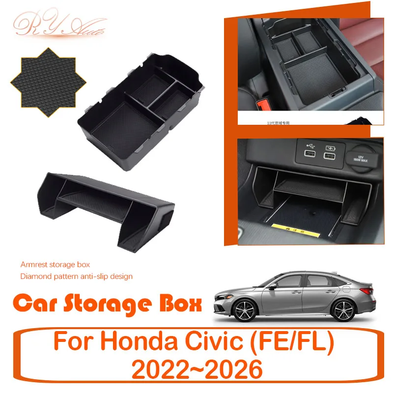 

Car Storage Boxes For Honda Civic FE FL 2022~2027 Sedan Hatchback Anti-dirty Front Armrest Center Console Cover Auto Accessories