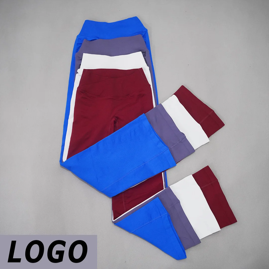 DF-logo High Waist Seamless Flare Yoga Leggings for Women Quick Dry Hip Lift Stretch Flared Pants Gym Workout Pilates Athletic