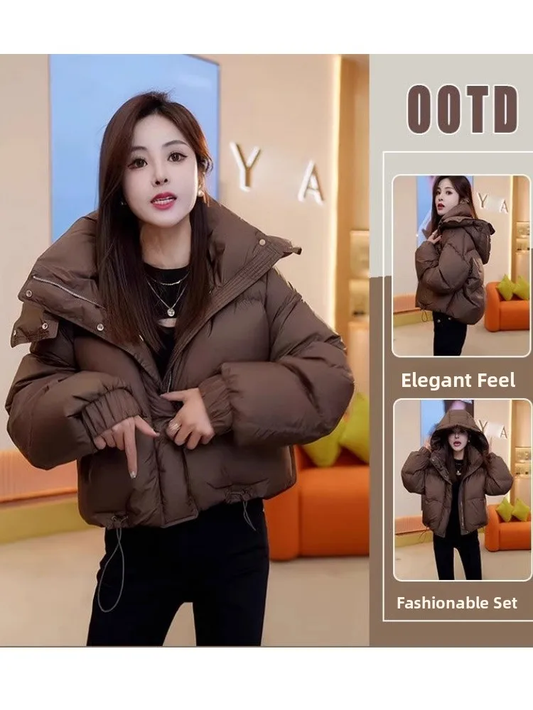 

Женская хлопковая куртка с капюшоном в стиле K-Drama, модная осенне-зимняя новинка, европейская верхняя одежда больших размеров в европейском стиле