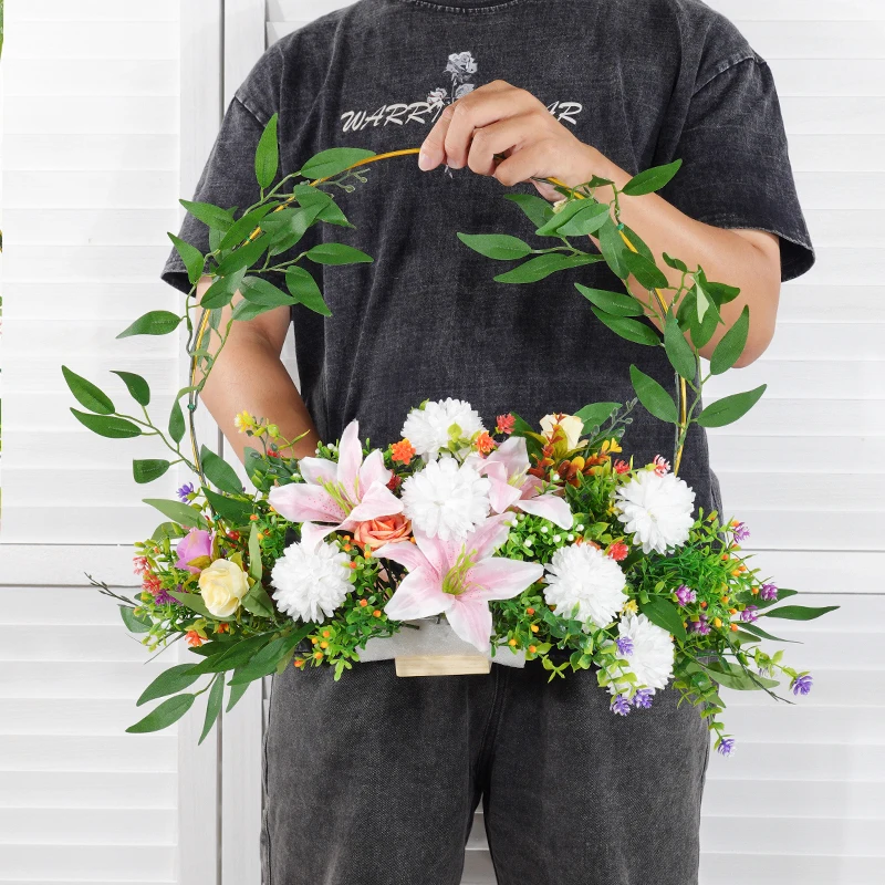 

Трансграничный четырехсезонный венок из искусственных цветов, свадебный венок, праздничное украшение, подвеска на входной дверь дома, венок из искусственных цветов в европейском стиле, украшение на дверь, украшение на стену, цветочный