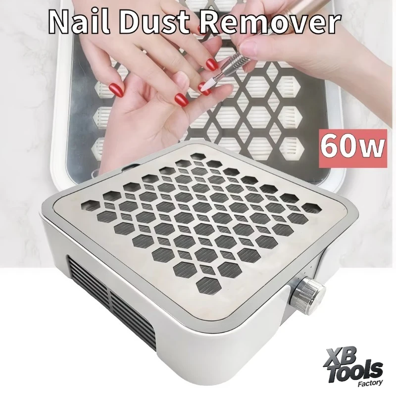 60W Brushless Nail Dust Remover Strong Suction Nail Vacuum Cleaner Manicure with Removable Filter Low Noise Nail Dust Collect