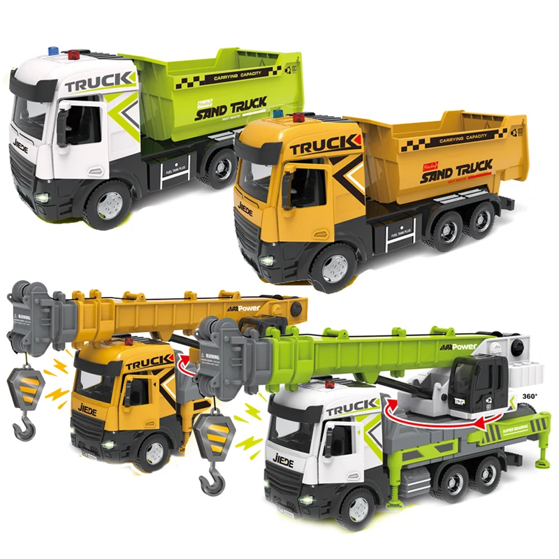 

1:40 Engineering Transport Dump Truck Crane Tip Lorry Lighting and Sound Diecasts Inertia Vehicles Toys for Children Kids Gift