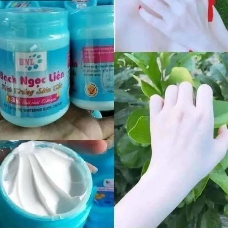 

Vietnam kem kich trang body bach Ngoc lien 3x tinh chat collagen 2in 1 at home body whitening brighten whiten the skin 200g