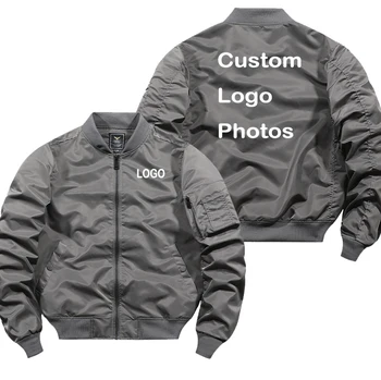 Custom Logo Design Bomber Jacket Men DIY Print Zipper Coat Windproof Thick Warm Jacket Unisex Military Jacket Flight Coat 3