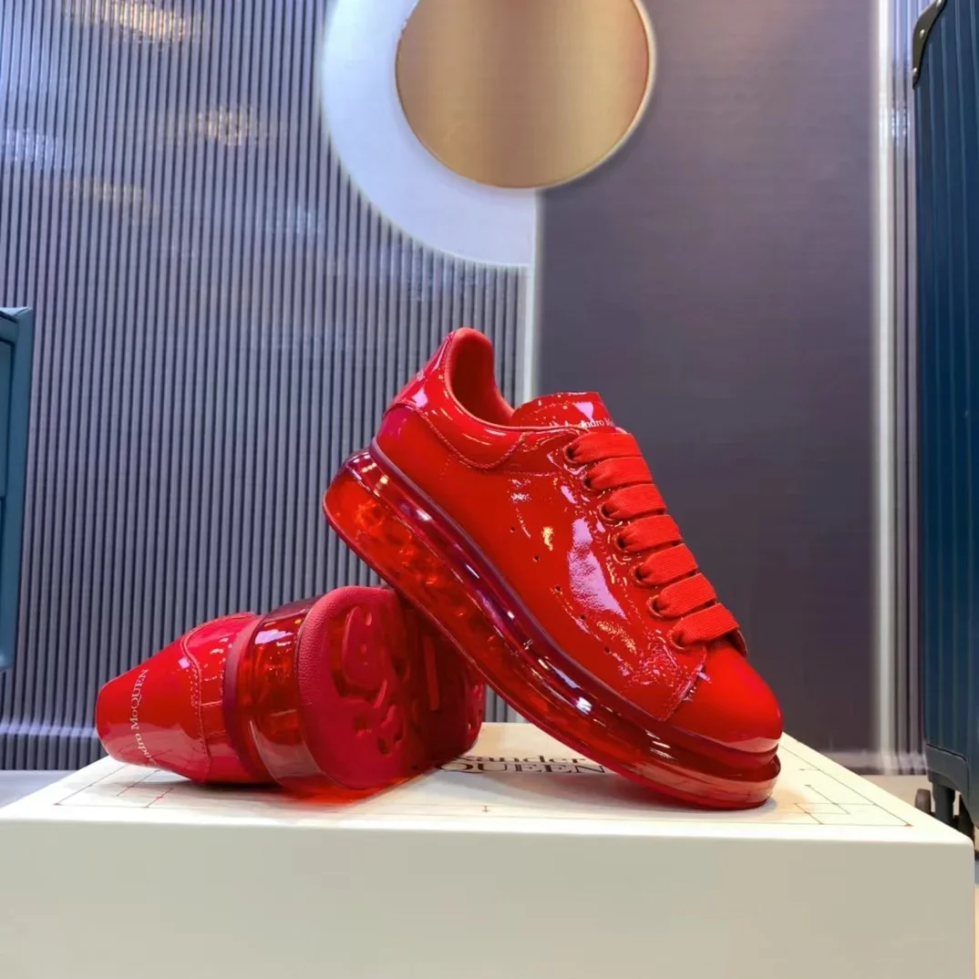 Handcrafted Men's Casual Shoes Patent Leather Thick-soled Sports Shoes Round-toe Man Trainers Platform Loafers  Wedding Shoes