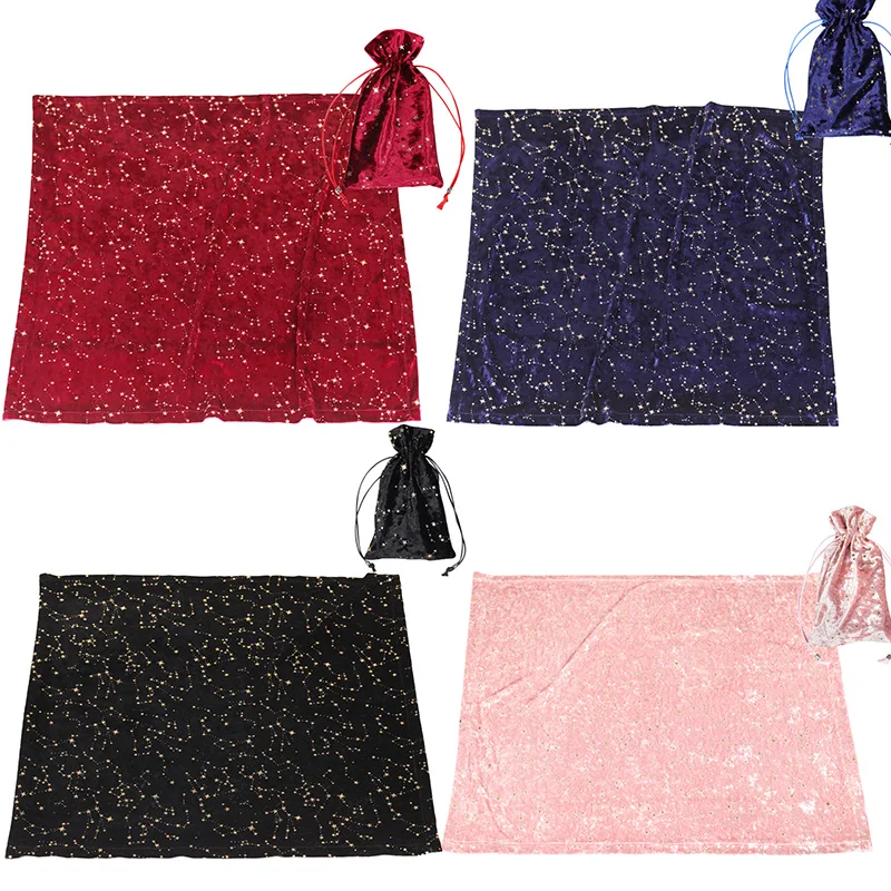 

Tarot Tablecloth Velvet Material 69*69Cm Square Tablecloth Soft Solid Color Gypsophila Style Square Clothcontains Card Bag