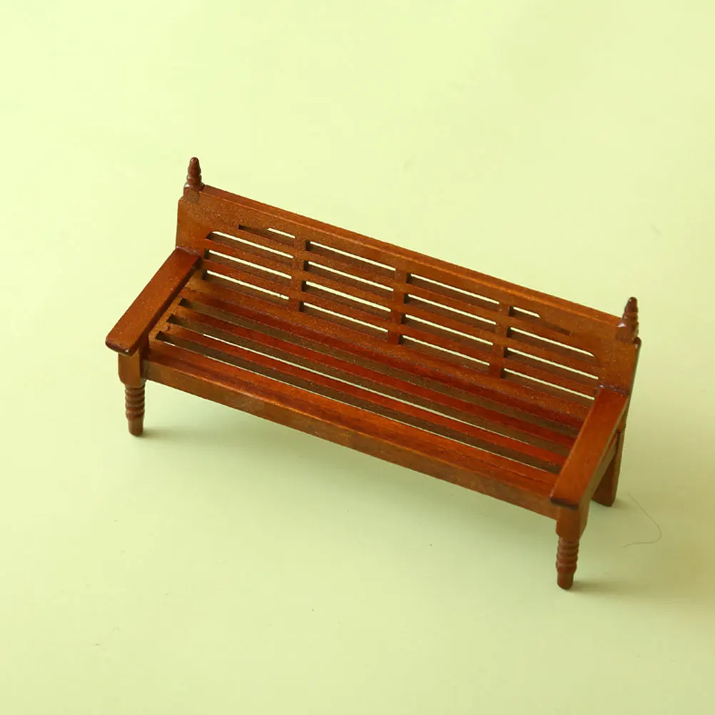 

House Park Bench Ornaments Mini Wood Outdoor Landscape Dollhouse Accessories
