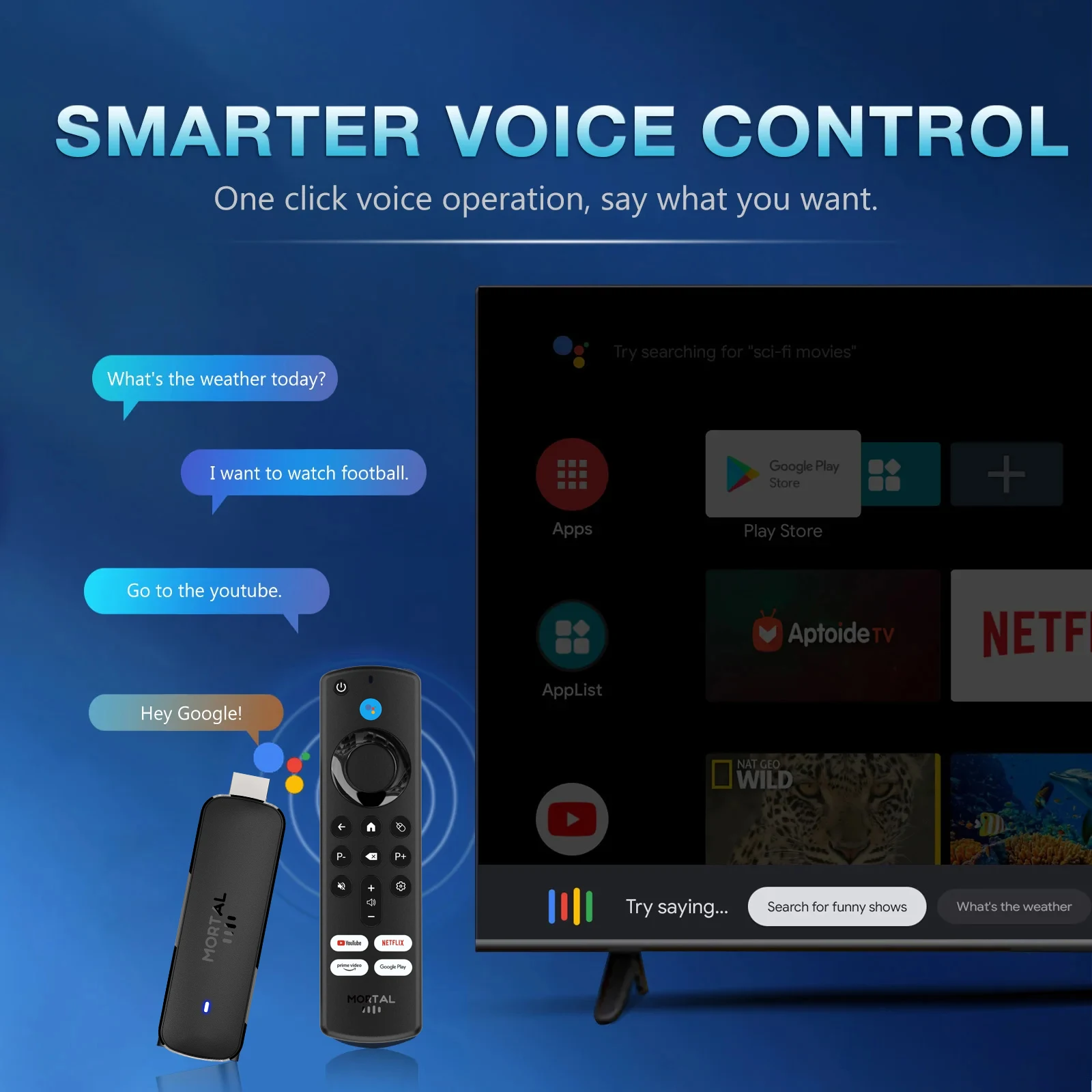 Mortal Q8 ATV TV Stick Android 14 WIFI6 4K Allwinner H313 Quad-core Cortex A53 CPU BT5.0 Comando de voz Multi-language Smart TV Box