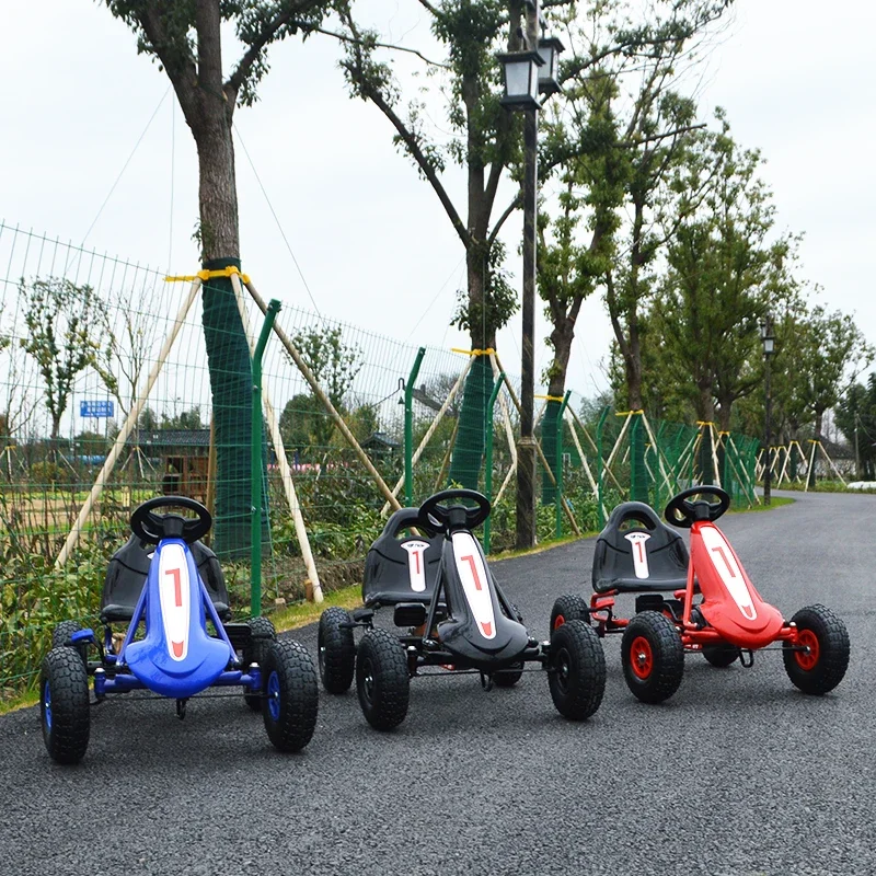 3-10 Ages 4-Wheeled Children Go Kart With Rubber Wheel, Steel Frame & Hand Brake Pedal Go-Karts