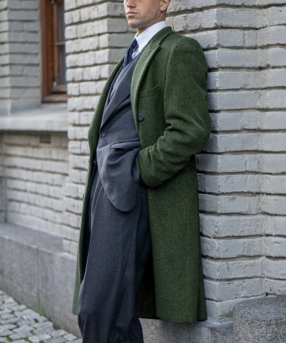 

Autumn Winter Men Long Woolen Coat Solid Color Thick Warm Long Sleeve Overcoat Windbreaker High Quality Casual Jacket