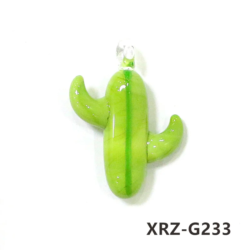 2pcs INS Style Mini Cute Cactus Charm Glass Pendant Rare Plant Ornaments DIY Women\'s Fashion Jewelry Necklace Making Accessories