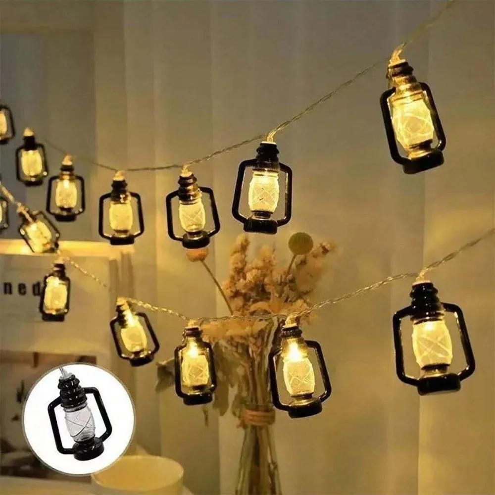 

1PC 1.5M10LED/3M20LED Black Lantern String Lights,Powered by AA Batteries(Excl),Used for Room,Party and Ramadan Decoration
