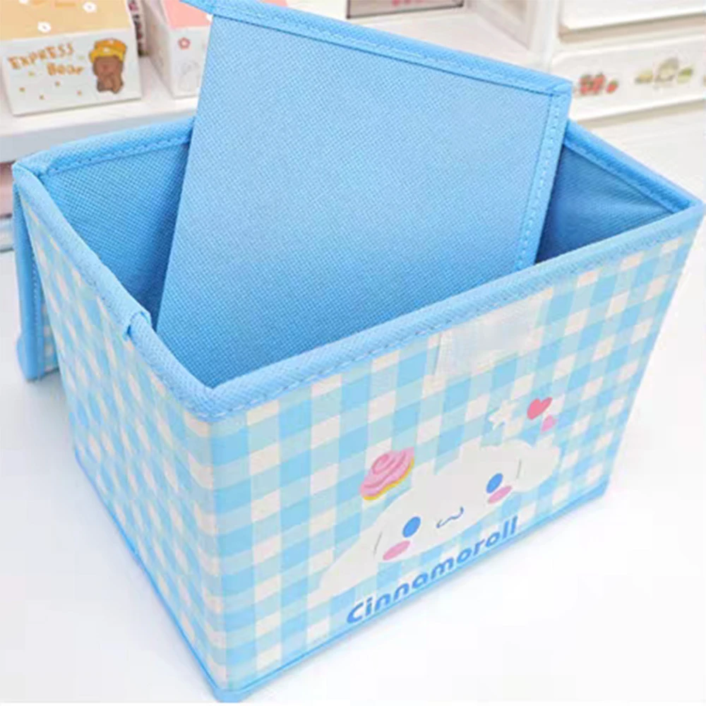 

Sanrio Cinnamoroll Foldable Storage Box with Lid Cartoon Bedroom Desktop Cosmetics Miscellaneous Storage Basket Girls Gifts