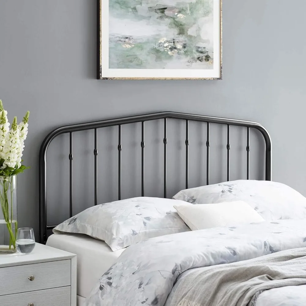 

Lennon Modern Farmhouse Metal King Headboard in Black