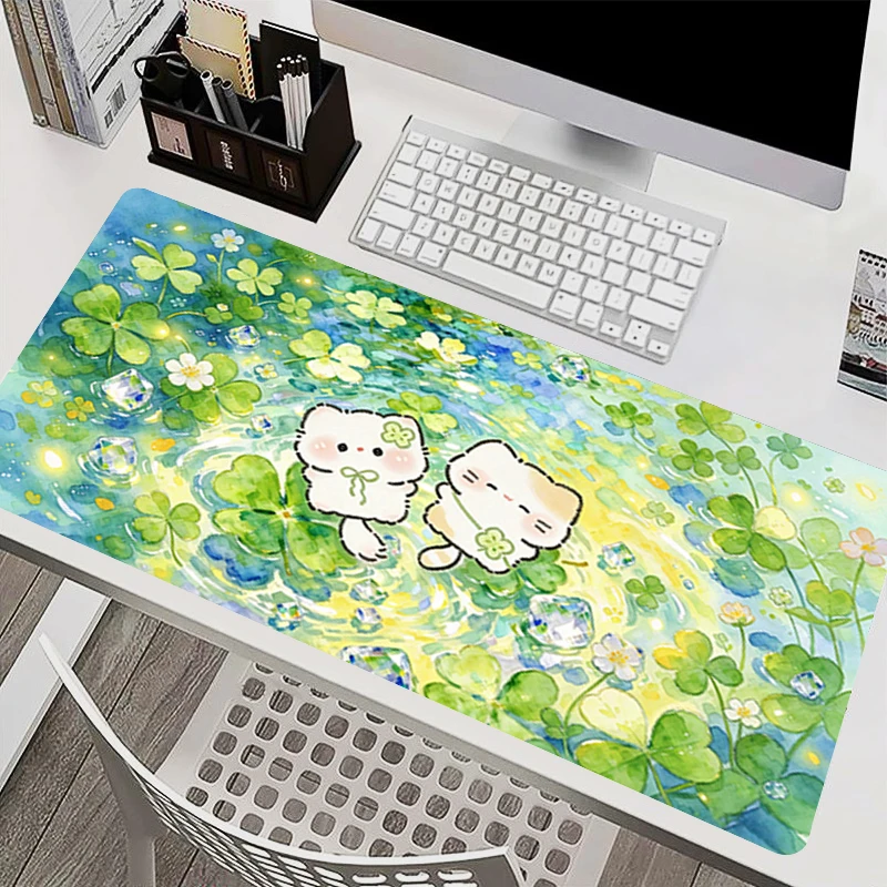 Lucky Plant Mouse Pad Notbook PC Gamer Mouse Mat Computer Keyboard Pad Four-leaf Clover Office Desk Mat Gamer Extended MousePad