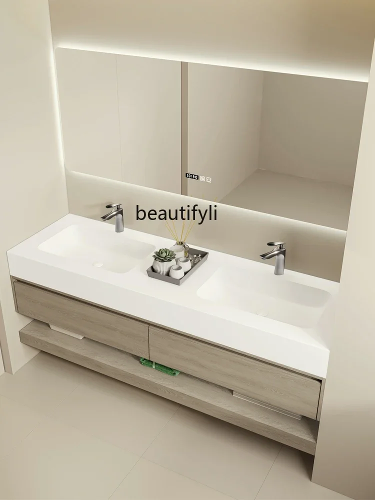 Skin Feeling Whole Washbin Bathroom Cabinet Combination Bathroom Wash Basin Washstand Double Basin