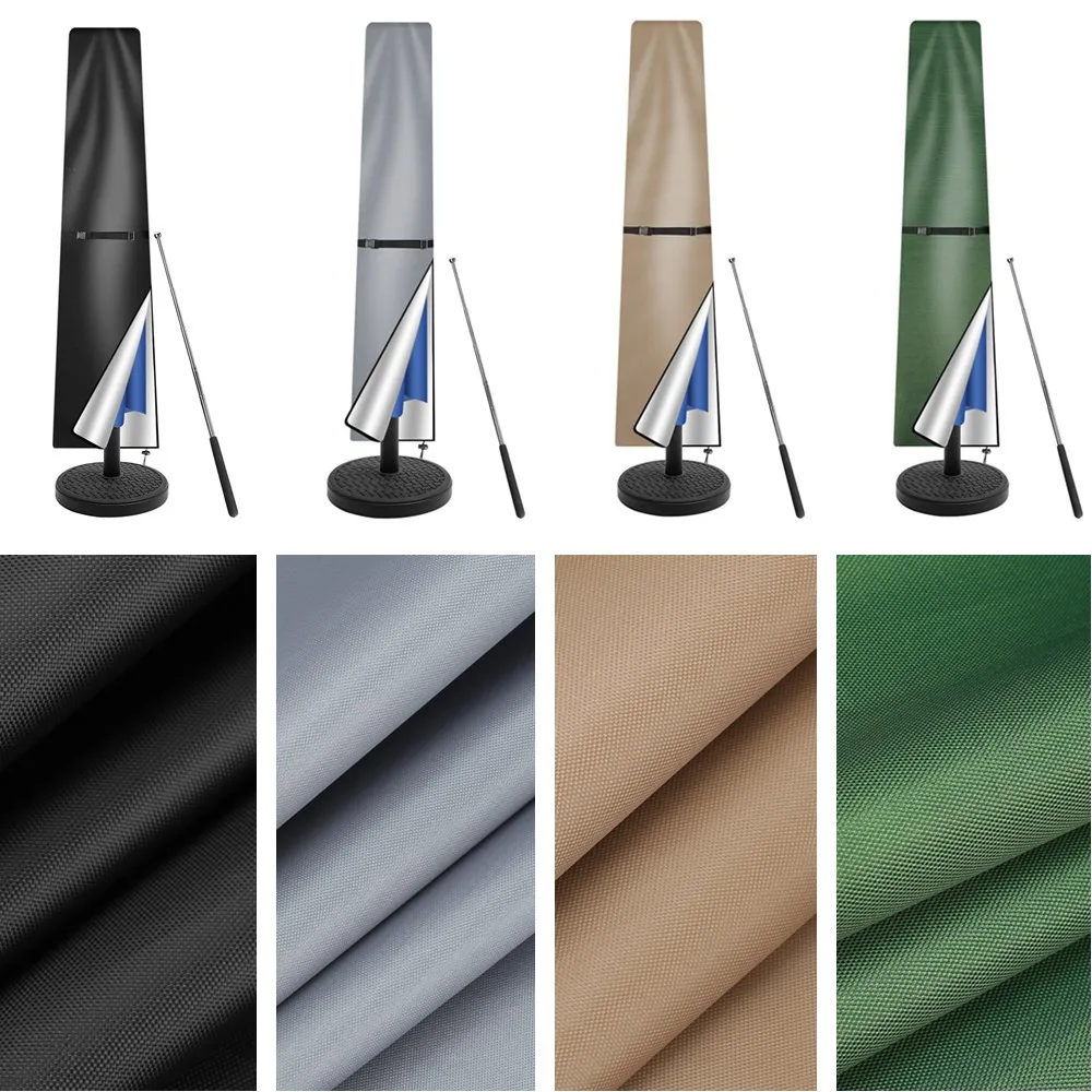 210D Straight Parasol Cover Waterproof Parasol Protective Cover with Zip Weatherproof UV-Anti Windproof Garden Umbrella Cover