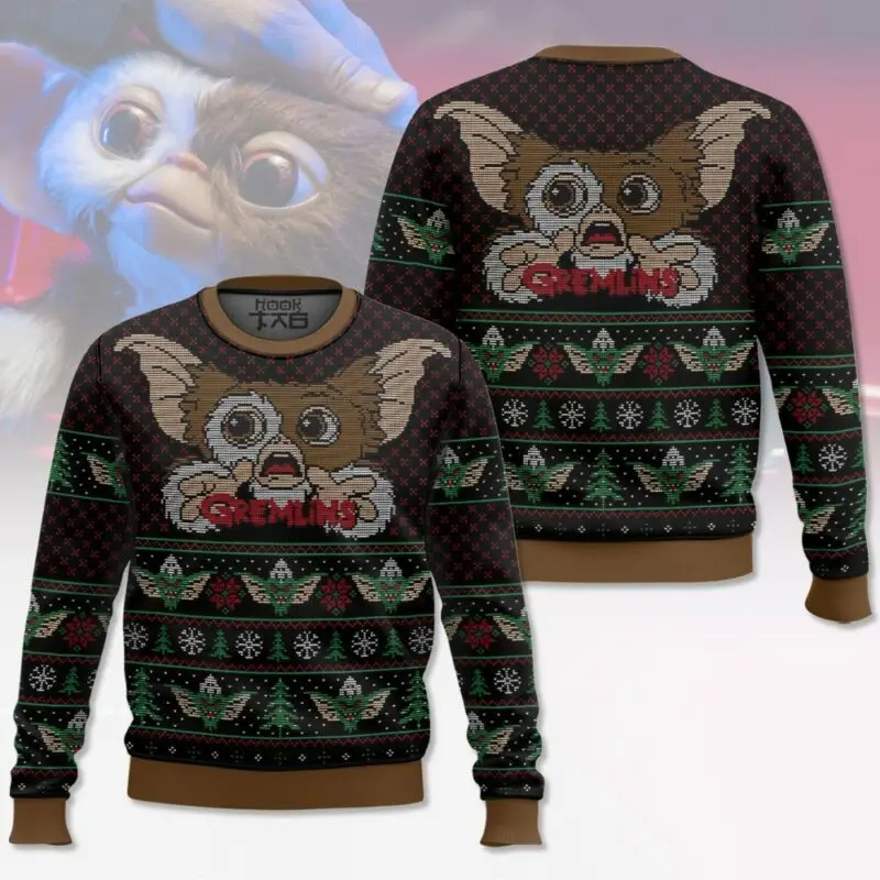 ギズモ グレムリンズ 醜いクリスマスセーター 面白いホリデーパーティープルオーバー 暖かく居心地の良いプラスサイズのセーター 男性用 女性用 クリスマスギフト 2026