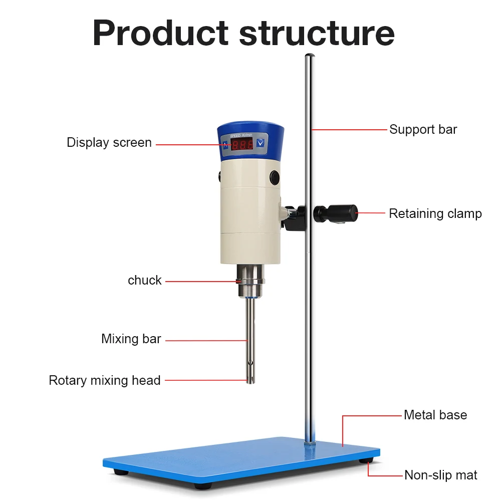 Lab High Shear Blender Digital Cosmetic Homogenizer Emulsion Mixer Dispersion Emulsifying Machine for Cosmetic JRJ300/FJ200