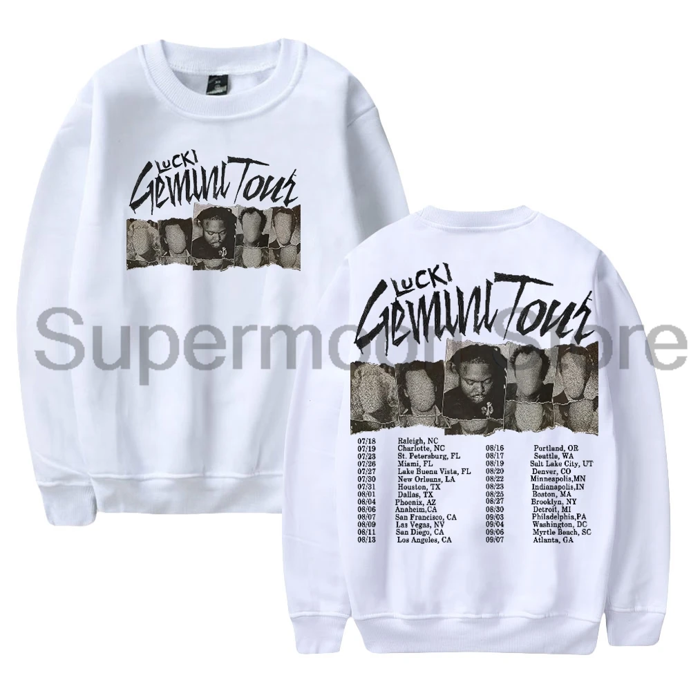 Lucki Gemini Tour 2024 Merch Crewneck Long Sleeve Streetwear Women Men Sweatshirt Hip Hop Clothes