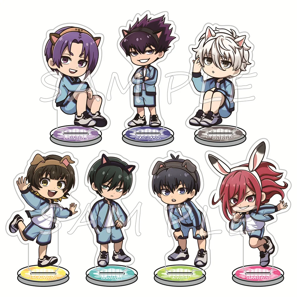 Blue Lock 10cm Acrylic Stand Figures Keychain Animal Ear Q Version Anime Desktop Tabletop Decor Ornament Otaku Cosplay Fan Gift