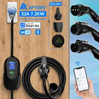 AFYEEV 7.2KW 32A portátil Type2 IEC62196-2 EV cargador Type1 SAE J1772 cargador de coche eléctrico GBT EVSE Cable de carga WiFi APP
