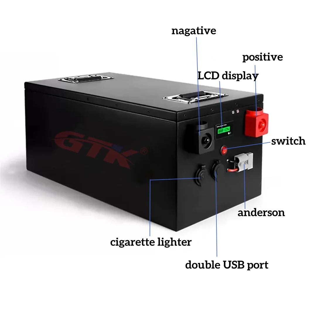 GTK Batterie 12V Lithium Rechargeable 100Ah 200Ah 300Ah 400Ah 500Ah 600Ah 800Ah 1000Ah Lifepo4 for Off-Grid UPS RV Boat Outdoor