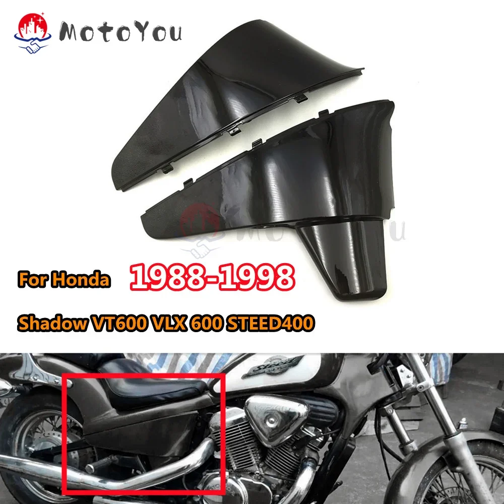 Motorcycle Side Battery Cover Guard for Honda Shadow VT600 VT 600 VLX 600 STEED 400 1988-1998 Chrome / Black