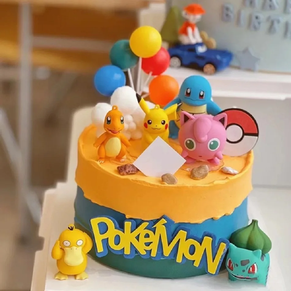 13 szt./zestaw Toppery na Tort Pokemon Pikachu Figurki Anime Dekoracje na Tort Urodzinowy Pokemon Ozdoby dla Chłopca Prezent dla Dzieci