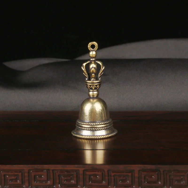 Vintage Collectible Bells - Vintage Brass Diamond Bell Keychain Tibetan