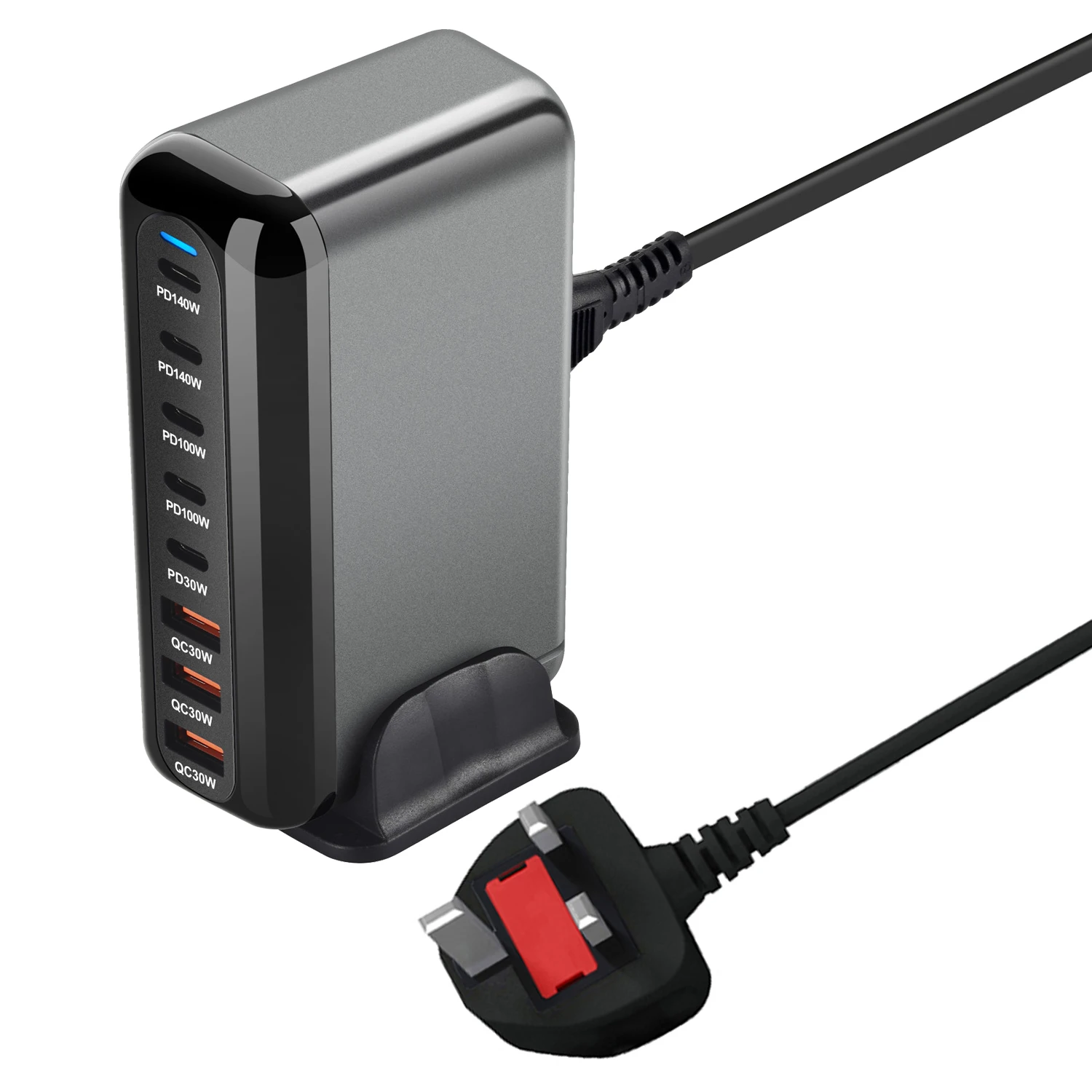 Neues 600 W GaN Fast Charge 3.0 USB Typ C Schnellladegerät mit 8 Anschlüssen, 5C3A PD-Ladegerät für Telefone und Tablets, tragbares Design – Detail 9