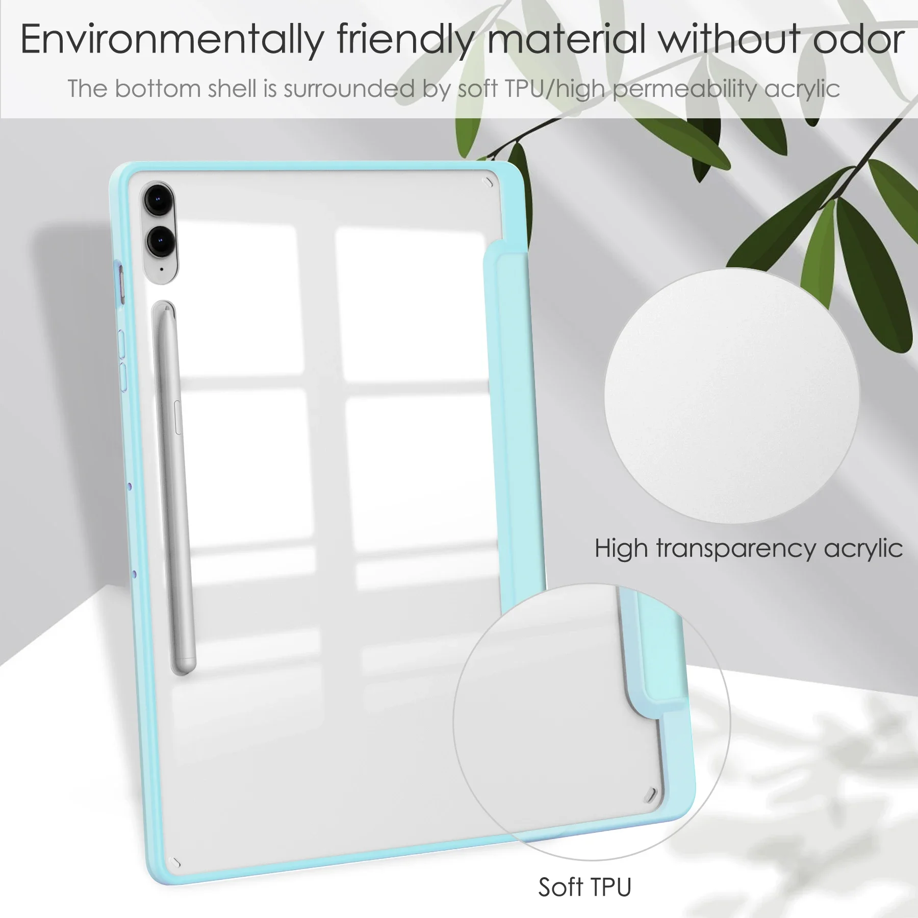 Custodia tablet per Samsung Galaxy Tab S9 S10 FE Plus S8 + S7FE 12.4 Trasparente posteriore Hrad PC + TPU Paraurti in silicone antiurto Proteggi la copertura