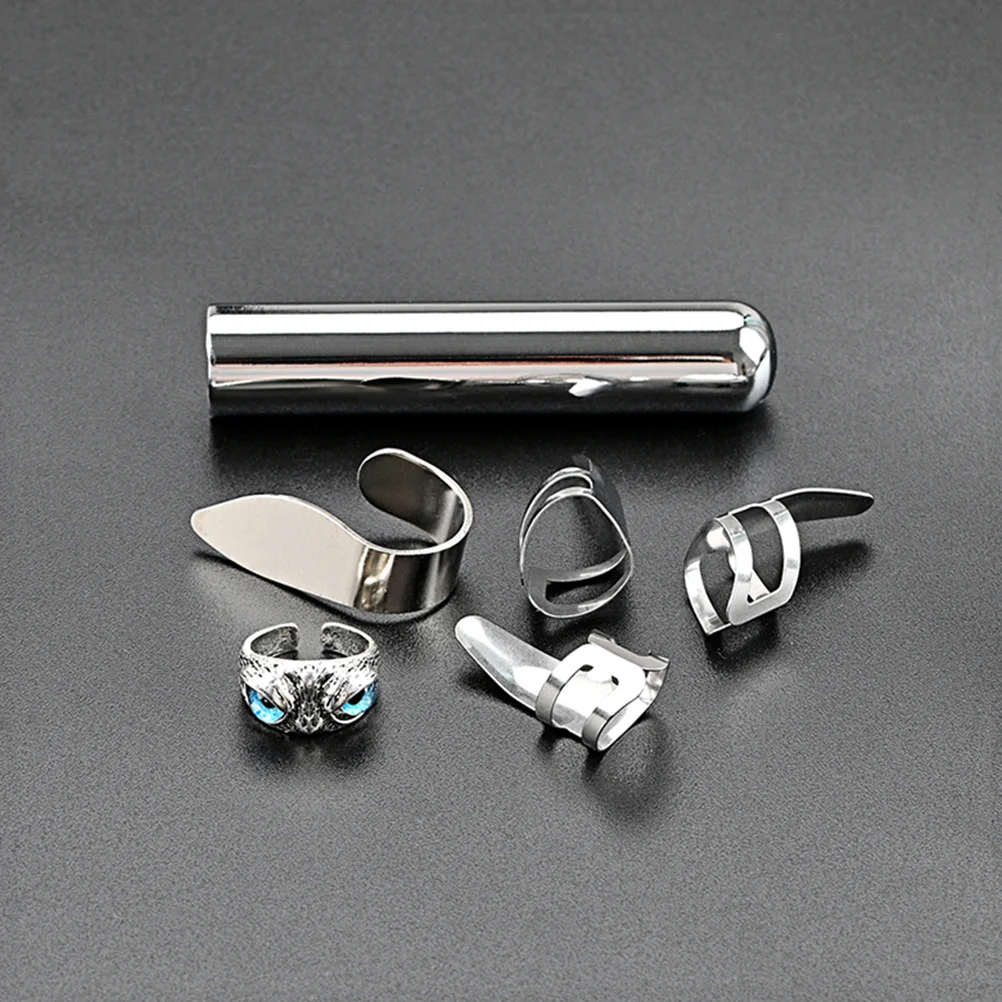

Metal Guitar Tone Bar Practical Slide Accessories Kit Supply Ring Finger Picks Long Lasting Small Size Replace Broken Guitar