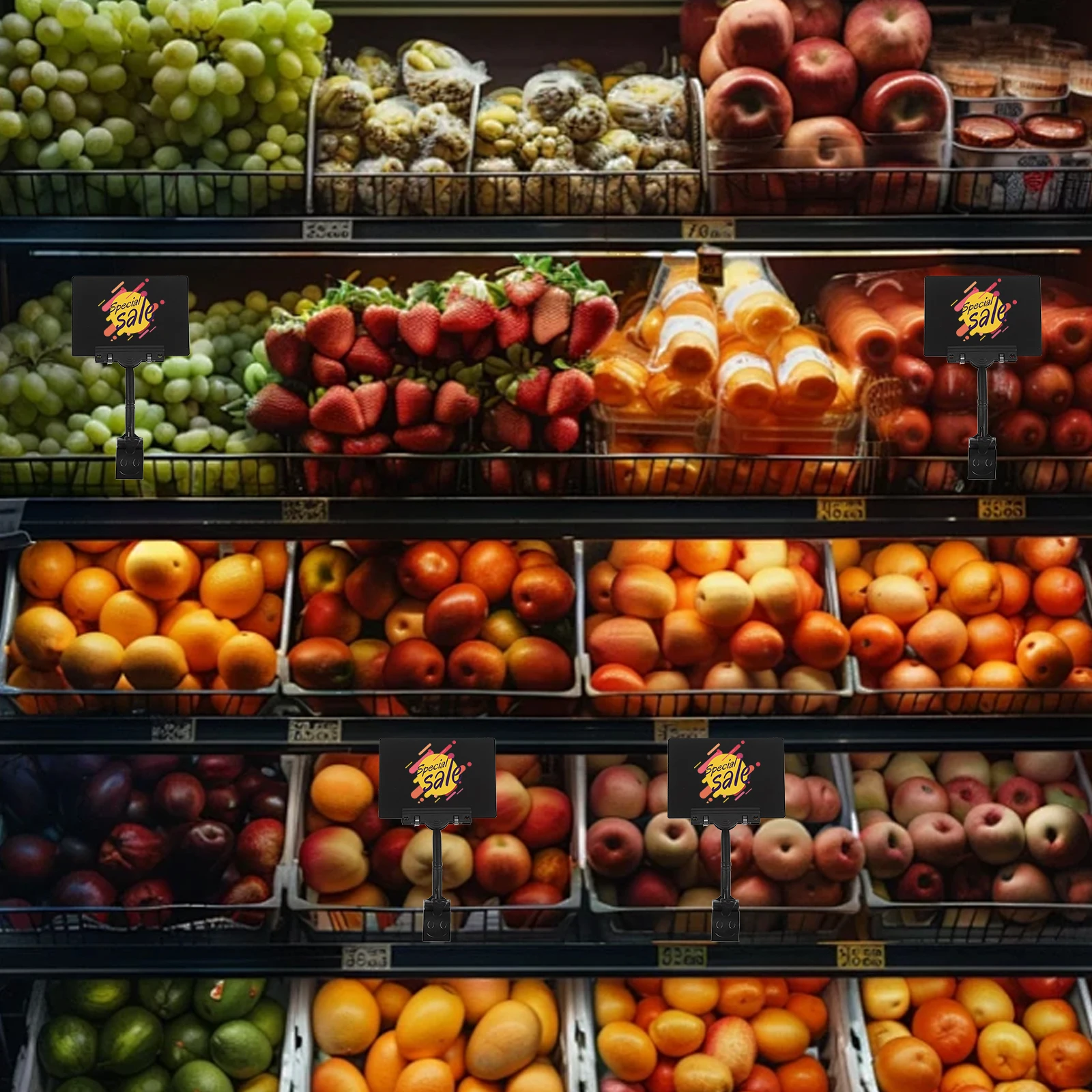 

4pcs Rotating Sign Holder Clips Sided Writable Blackboard Price Tag Display Rack For Retail Stores Supermarkets