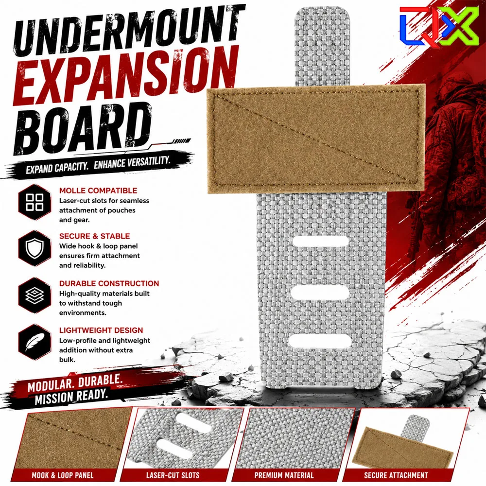 QX FERRO Style Under Mount Expansion Panel Tactical Belt Drop Mount Adapter MOLLE Compatible Waist Gear Accessory