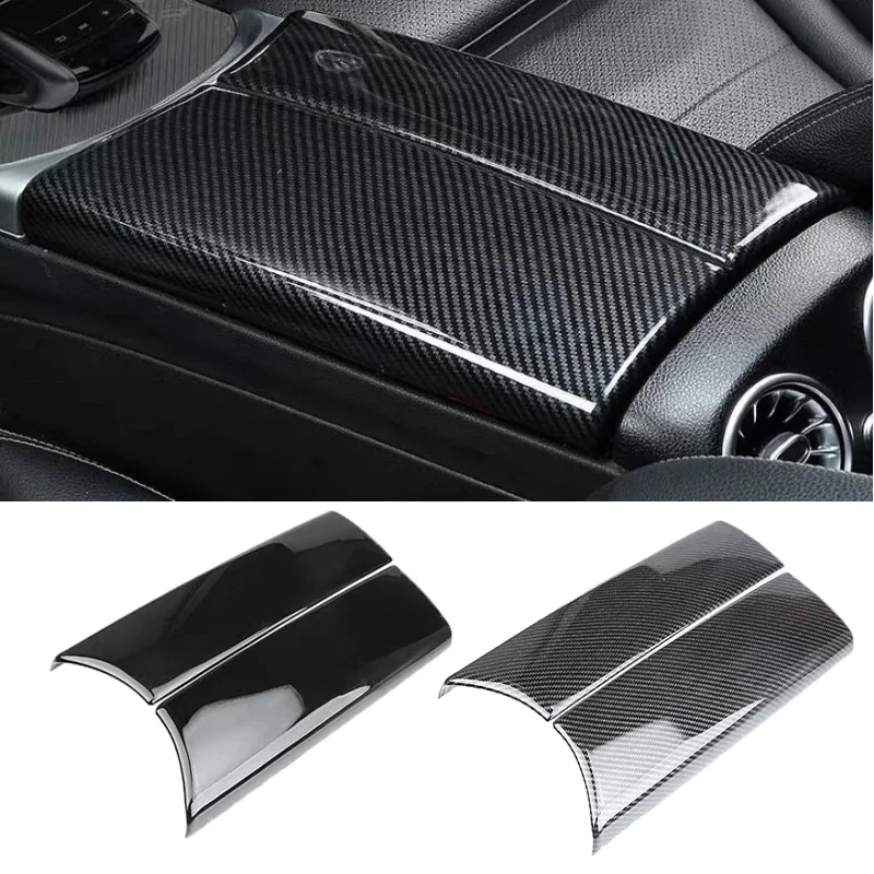 Car Center Armrest Box Trim Cover For Mercedes-Benz C E Class W213 W205 X253 Carbon Fiber Auto Interior Decoration Accessories