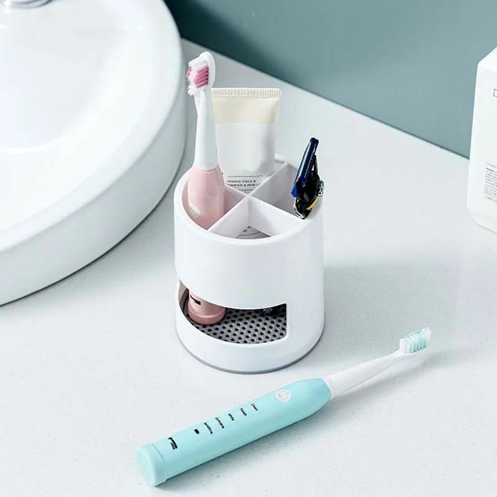 1pc Electric Toothbrush Storage Rack Holder Plastic Storage Organizer Toothpaste Makeup Brush Holder For Bathroom Countertop