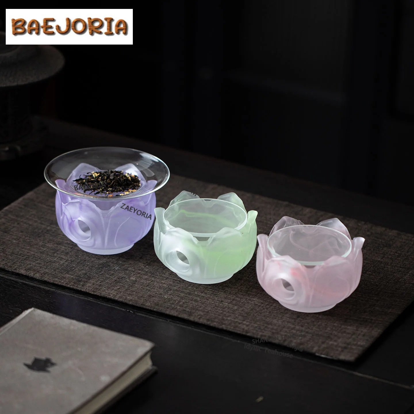 Lotus Throne Coloured Glaze Glass Tea Warmer Holder Candle Heater Stove Kettle Stand Baked Milk Jar Carbon Furnace Tea Ceremony