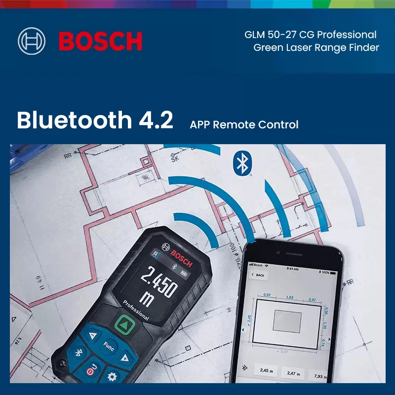 Original Bosch Laser Rangefinder GLM50-27CG Professional 50M Distance Meter Angle Level Measure Bluetooth Connect Tape Measure