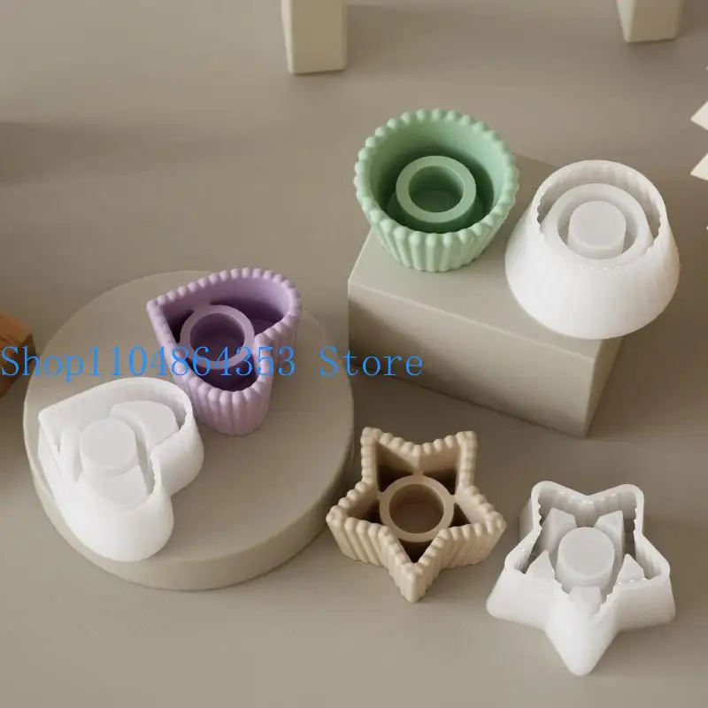 

Силиконовые формы 652F для подсвечников с изображением звезды в форме сердца и круглой формы, идеально подходящие для домашнего