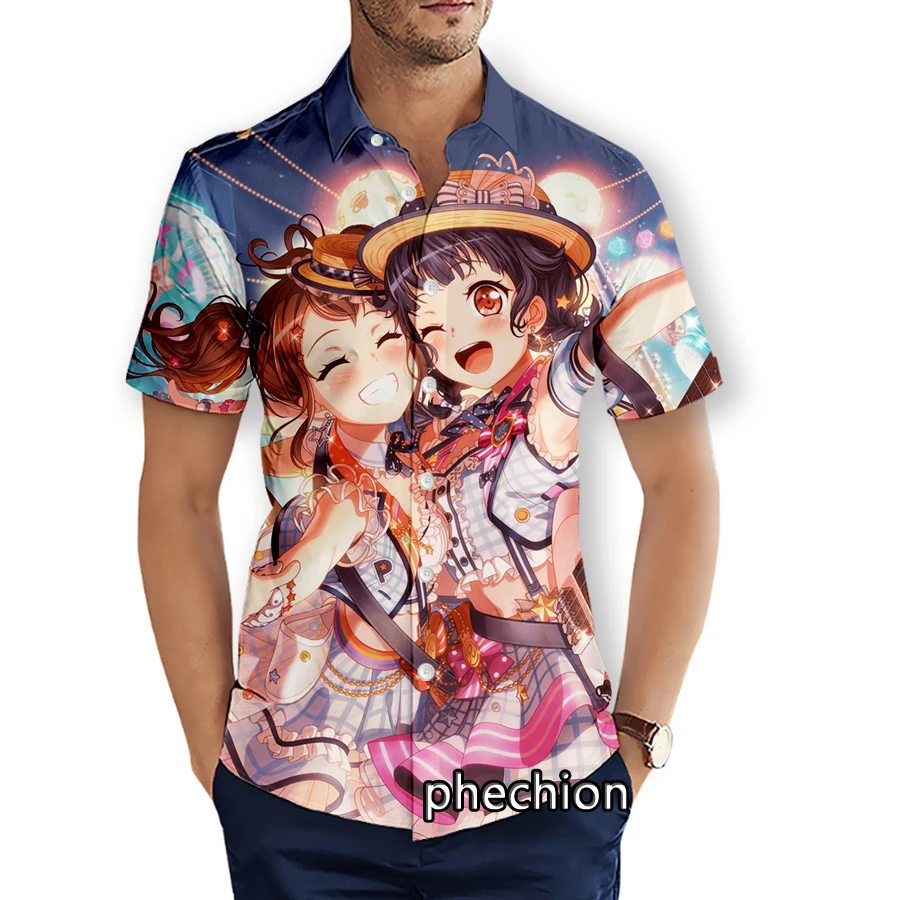 

phechion Mens Short Sleeve Beach Shirts BanG Dream! It's MyGO 3D Print Casual Shirts Fashion Streetwear Men Tops X198