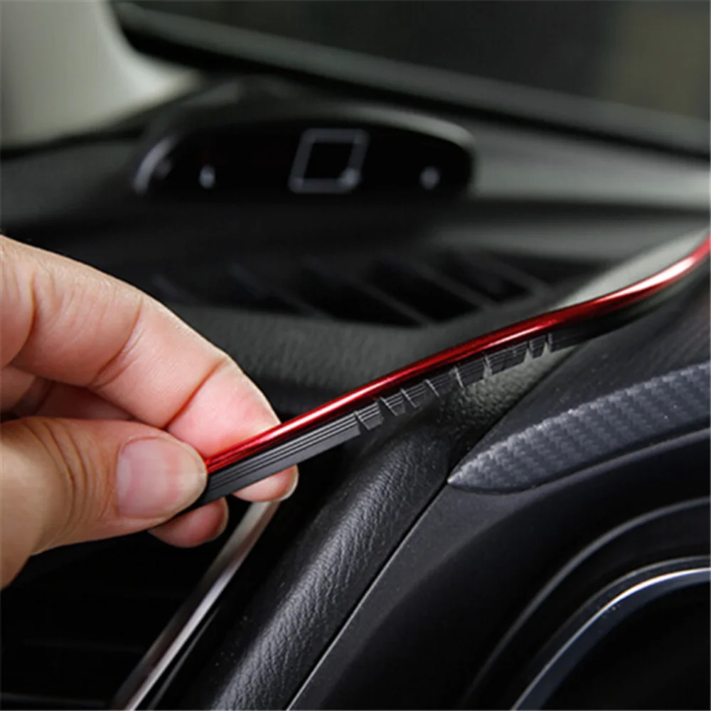 Car Interior Moulding Trim Strip PVC Car Vent Decoration Strip Fake Carbon Fibe Intake Grille Decorative Line for Car Dashboard