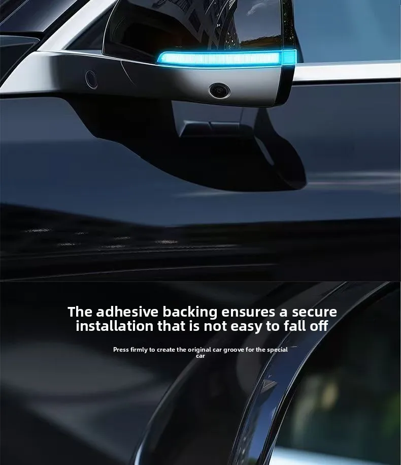 2 Stück Gelber und Blauer Lichtleiterblock für Auto-Rückspiegel-Blinker, Intelligenter Fahrassistent, Außendekor-Aufkleber – Detail 6
