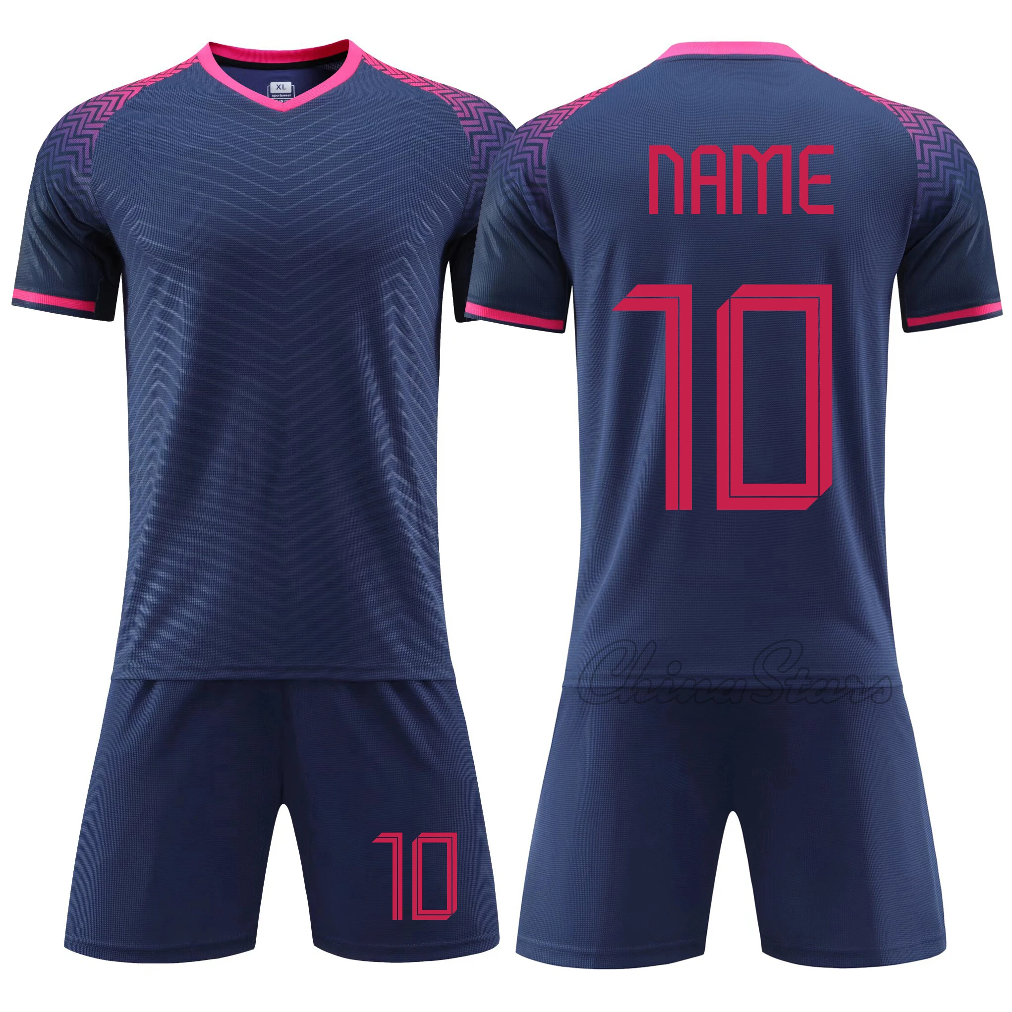 Men Children Football Jerseys Sets Boys Soccer Clothes Suit Short Sleeve Kids Football Uniforms Soccer Tracksuit Jersey Kit Navy