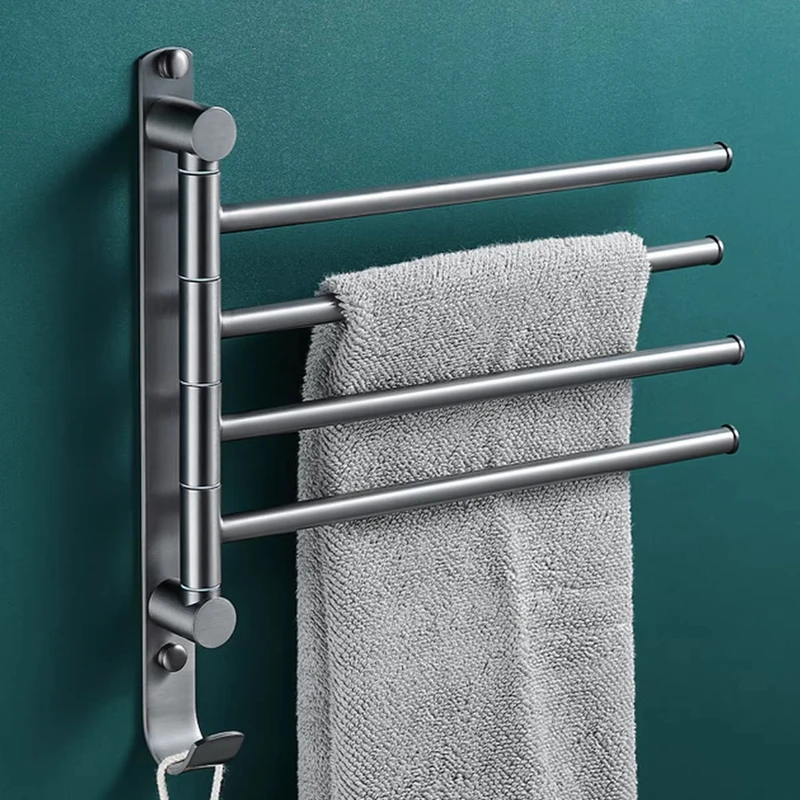 All Copper Free Punching Towel Hanging Light Luxury Rotating Towel Bar Folding Bathroom Rack Copper
