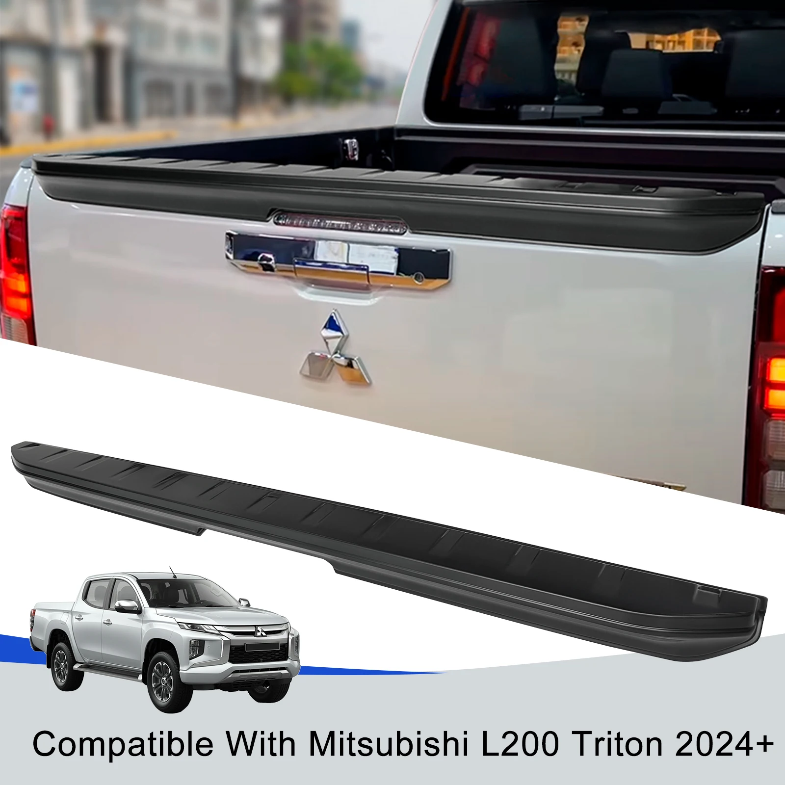 

Tailgate Cover Rail Spoiler Guard Trim For Mitsubishi L200 Triton 2024 2025 Year GLS Matte Black Rear Tail Gate Protector 1PCS