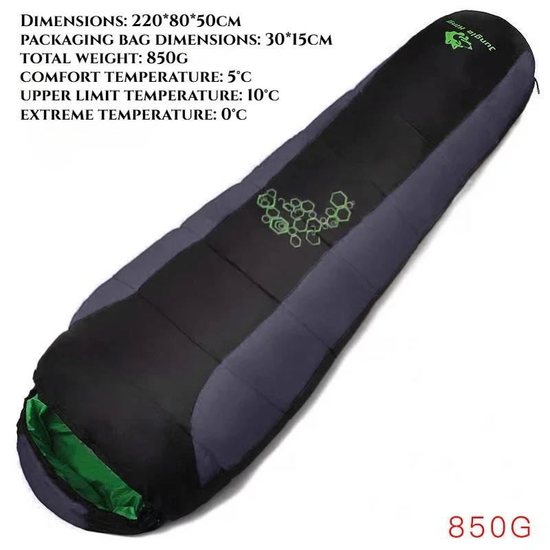 JUNGLE KING CY0901Camping sac de couchage hiver chaud remplissage quatre trous coton sac léger imperméable en plein air momie sacs de couchage