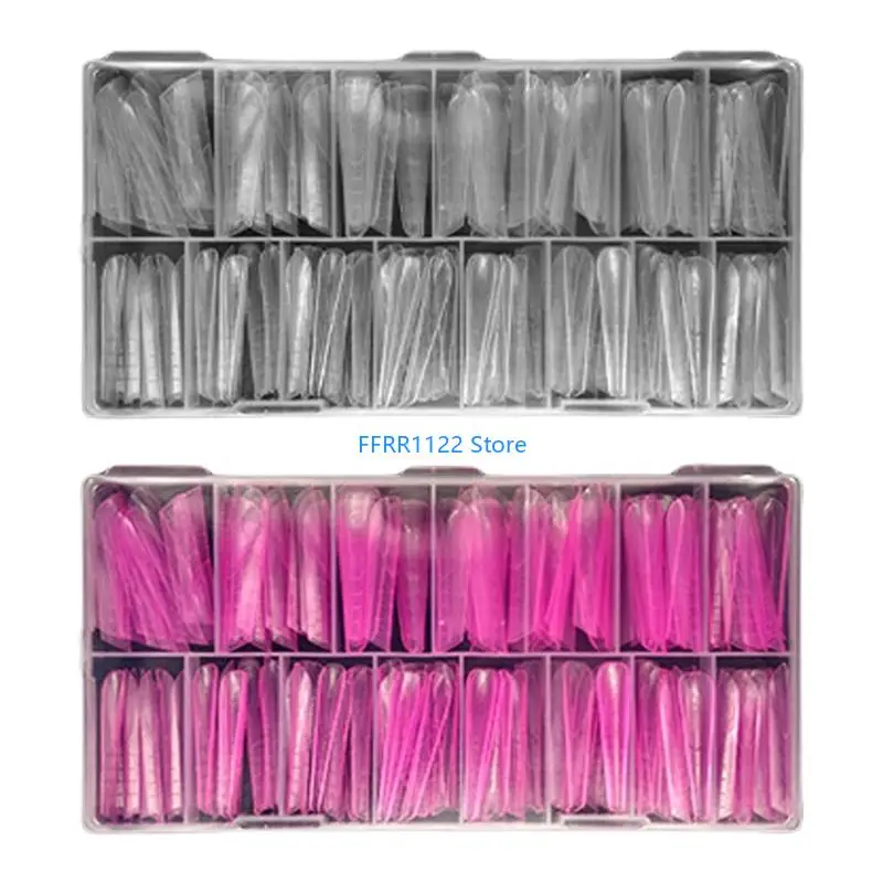 

Y1UF 150 Clear Full Cover Duals System Form UVS Gel Acrylic Art Mold Artificial Tips with Scale for Extension